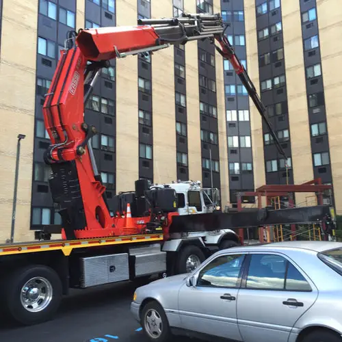 Trinchese boom truck crane on a New York City job site 1